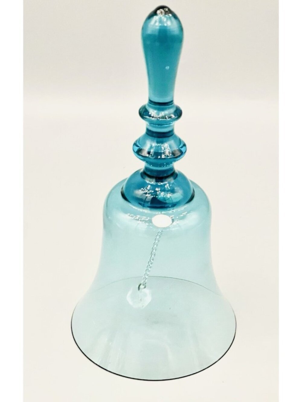 Vintage Hand-blown Hungarian Art Glass Bell 7.5” Smooth Aqua Blue Crystal MCM